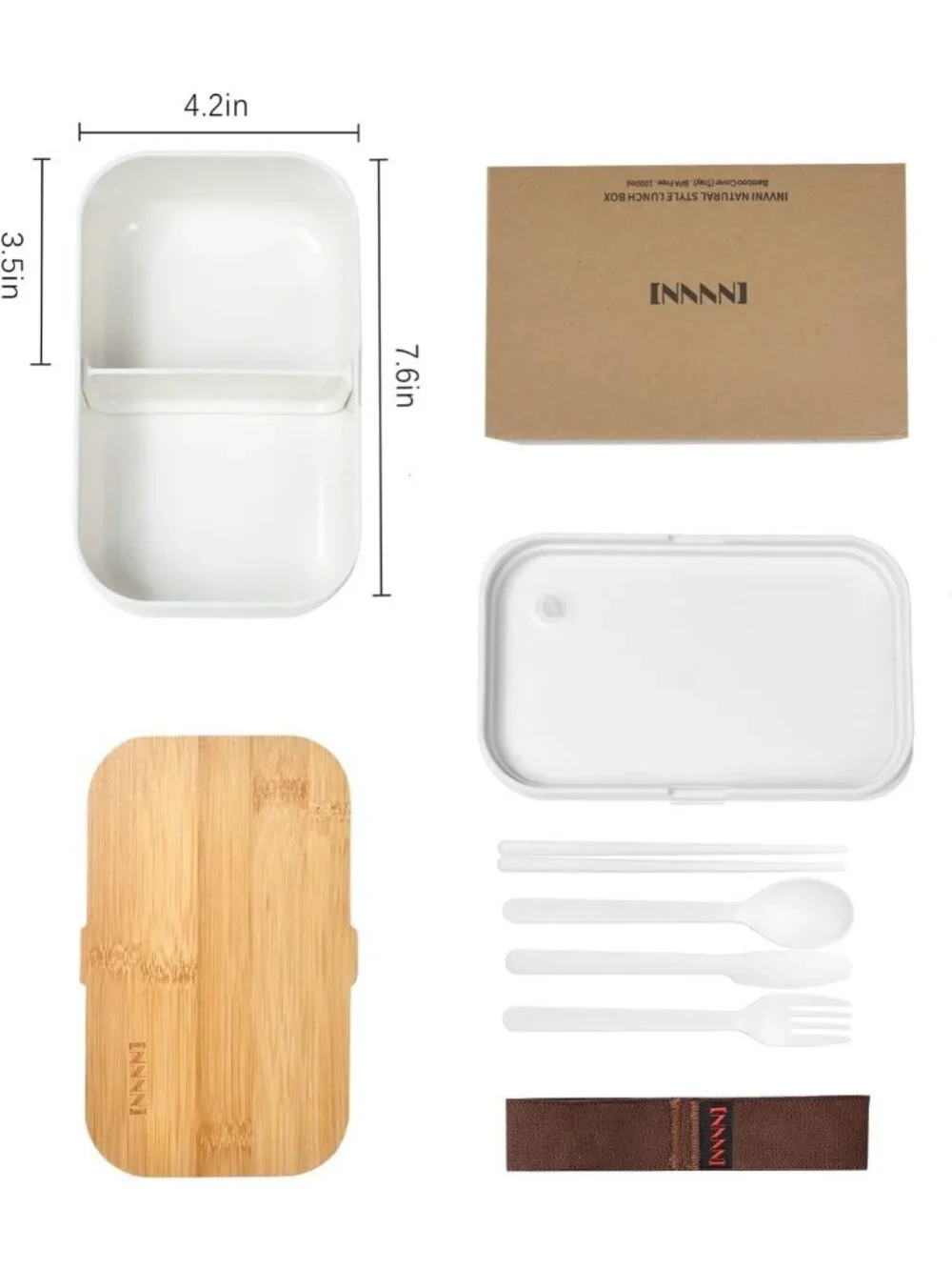 Stylish Bento Box Lunch Container - Bamboo Lid, Microwave & Dishwasher Safe